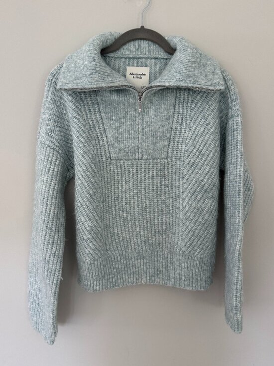 Abercrombie & Fitch Sweaters - Abercrombie & Fitch light blue knit half-zip sweater XXS (NWOT)